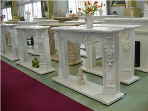 White Marble Pop Fireplace Surround
