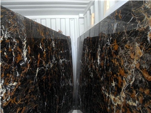 Black Marble with Golden and White, R Goldano Marble Tiles & Slabs