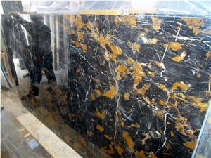 Black Marble with Golden and White, R Goldano Marble Tiles & Slabs