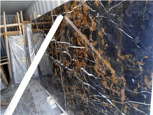 Black Marble with Golden and White, R Goldano Marble Tiles & Slabs