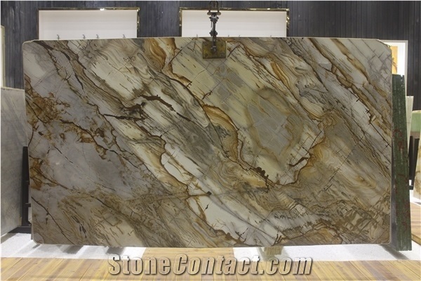 Roma Imperiale Quartzite Slabs, Brazil Yellow Quartzite