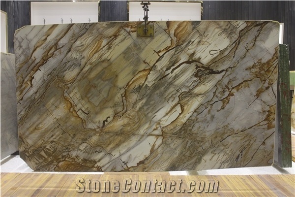 Roma Imperiale Quartzite Slabs, Brazil Yellow Quartzite