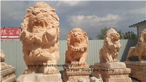 Lion Sculpture Statue, Kerman Pink Marble Statues