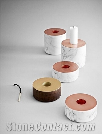 Italilan Carrara White Marble Candle Holder & Sets