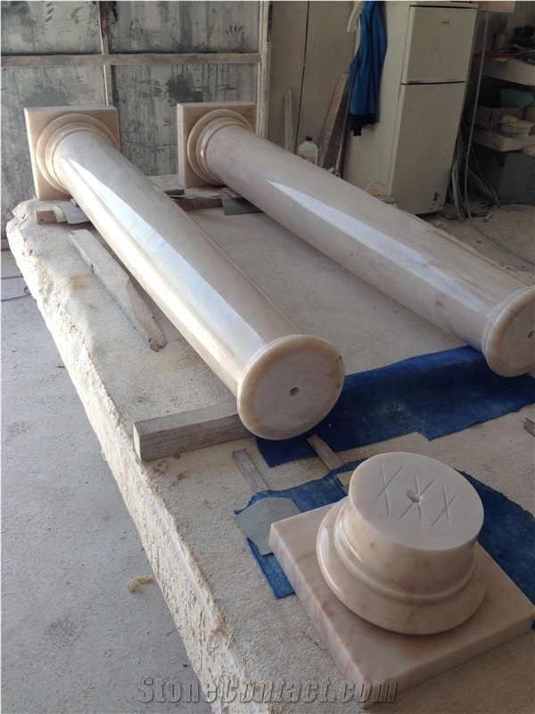 Rosa Aurora Marble Columns, Pink Marble Columns
