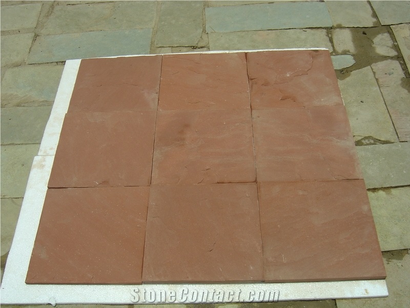 Agra Red Sandstone Polished Tiles & Slabs, Floor Tiles, Wall Covering Tiles