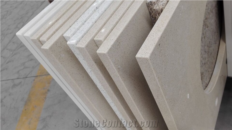 China Beige Artifical Quartz Stone Countertop,Chinese Manmade Stone,Bulding Products