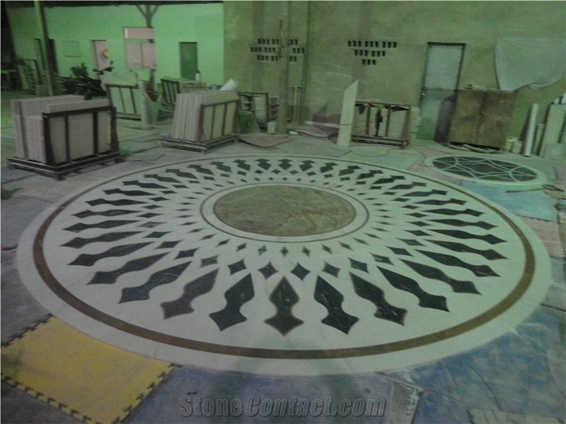 China Multicolor Marble Water Jet Medallion,Round Medallions Bulding Decration