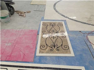 China Multicolor Marble Water Jet Medallion,Round Medallions Bulding Decration