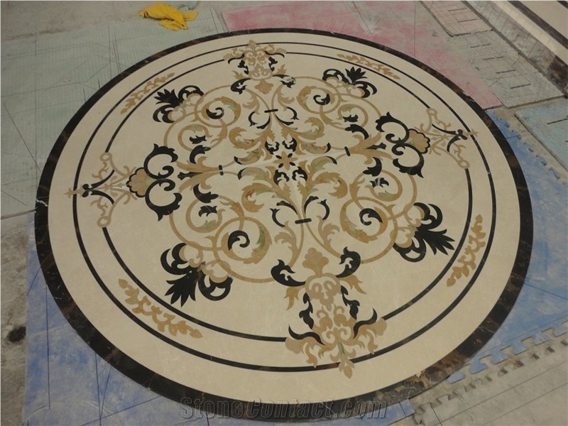 China Multicolor Marble Water Jet Medallion,Round Medallions Bulding Decration