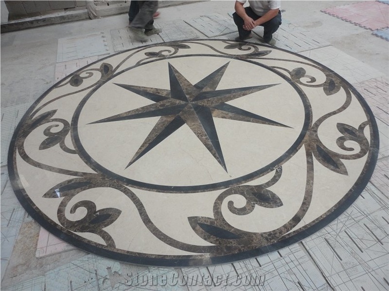 China Multicolor Marble Water Jet Medallion,Round Medallions Bulding Decration