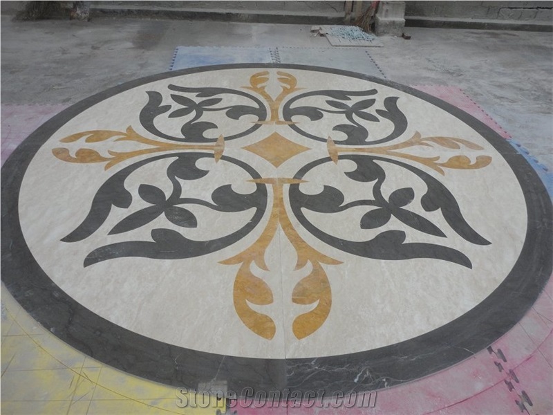 China Multicolor Marble Water Jet Medallion,Round Medallions Bulding Decration