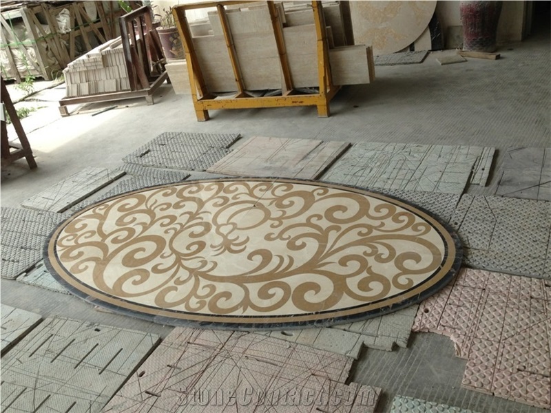 China Multicolor Marble Water Jet Medallion, Square Medallions Bulding Decration
