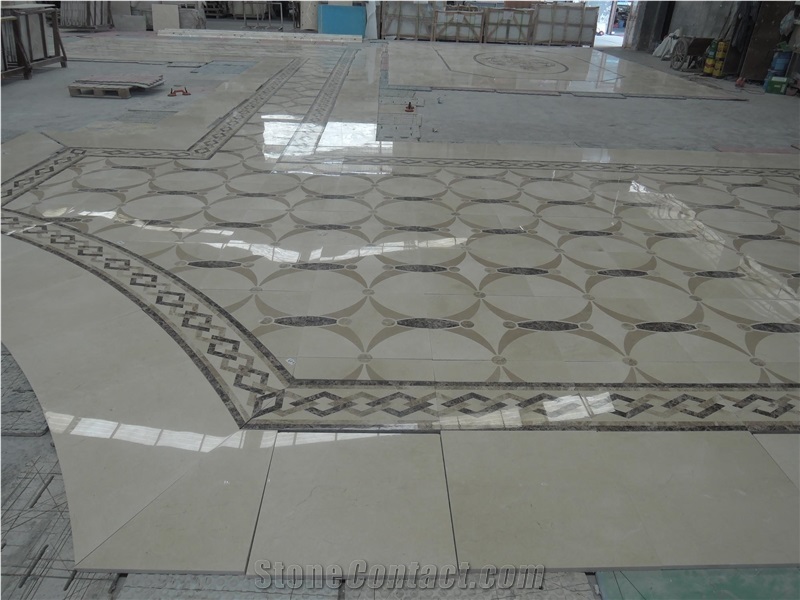 China Multicolor Marble Water Jet Medallion,Square Medallions Bulding Decration