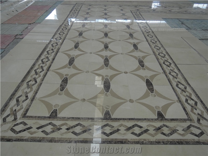 China Multicolor Marble Water Jet Medallion,Square Medallions Bulding Decration