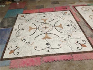 China Square Multicolor Marble Water Jet Medallion