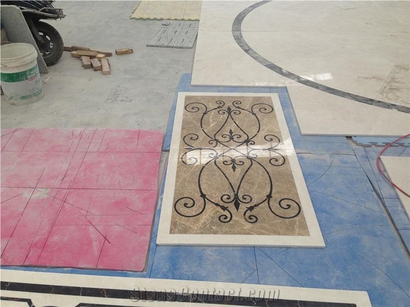 China Square Multicolor Marble Water Jet Medallion