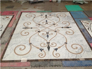 China Square Multicolor Marble Water Jet Medallion