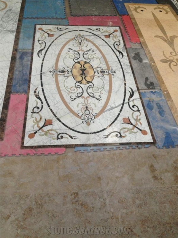 China Square Multicolor Marble Water Jet Medallion