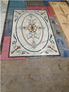 China Square Multicolor Marble Water Jet Medallion