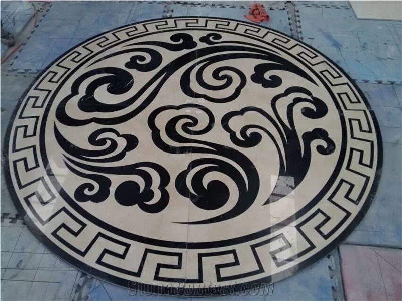 Cream Beige Marble Water Jet Medallion