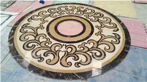 Cream Beige Marble Water Jet Medallion