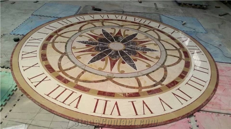 Cream Beige Marble Water Jet Medallion