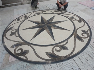 Multicolor Marble Water Jet Roud Square Medallion