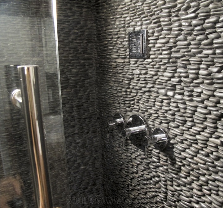 Black Marble Pebble Mosaic,Black Marble Wall Mosaic