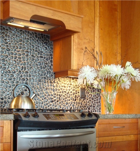 Black Marble Pebble Mosaic,Black Marble Wall Mosaic