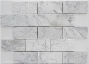 Hot Brick Design Carrara White Marble Mosaic Tiles with Very Competitive Prices