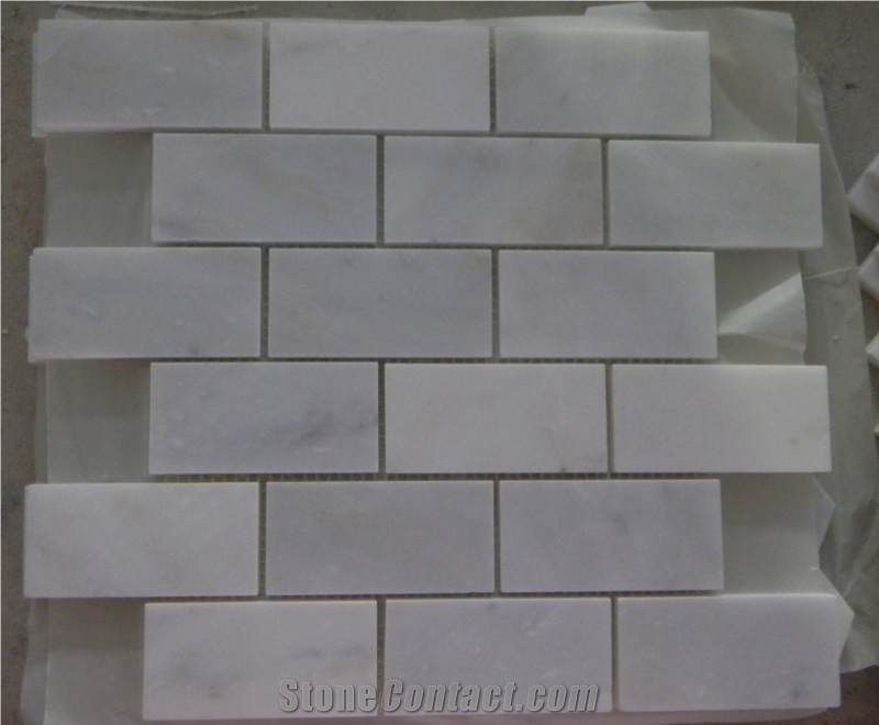 Hot Brick Design Carrara White Marble Mosaic Tiles with Very Competitive Prices