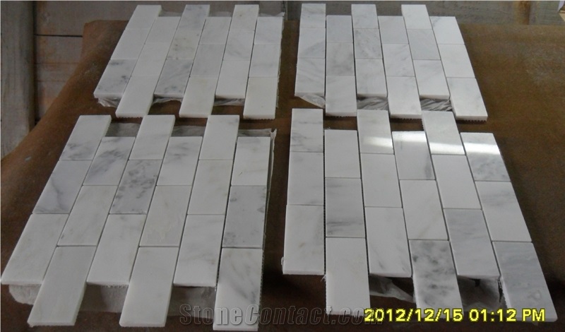 Hot Brick Design Carrara White Marble Mosaic Tiles with Very Competitive Prices