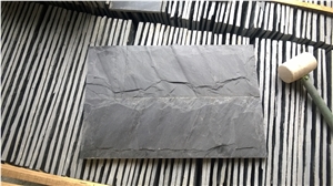 Natural Pure Black Mushroom Slate Hot Selling Slabs & Tiles, China Black Slate