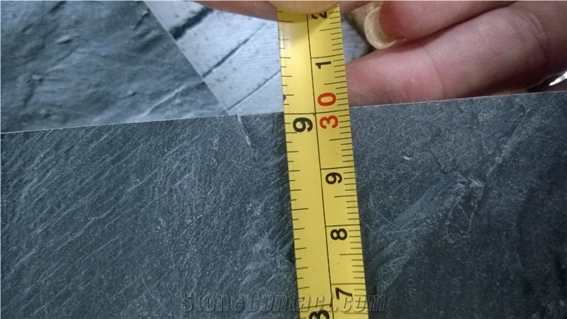 Natural Pure Black Mushroom Slate Hot Selling Slabs & Tiles, China Black Slate