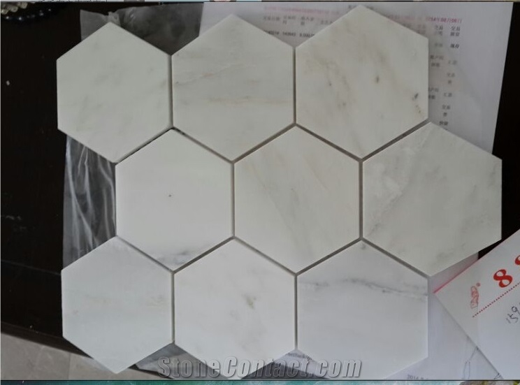 New White Marble Mosaic, Oriental White Marble Mosaic,Hexagon Mosaic