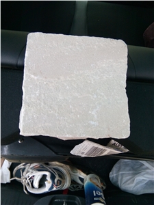 Sandstone Cobbles Kandla White, White India Sandstone Cube Stone & Pavers