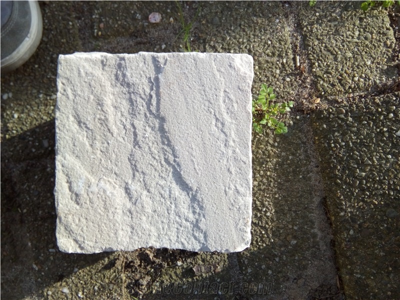 Sandstone Cobbles Kandla White, White India Sandstone Cube Stone & Pavers
