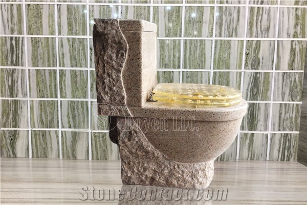 G682 Granite Nature Stone Toilets​, Golden Peach Toilet Closets, Rustic Yellow Bathroom Accessories Toilet