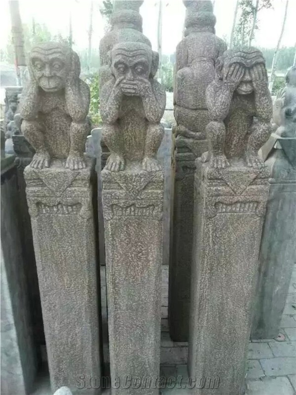 Antique Handstone Carving Columns Pillars, Historical Stone Carving