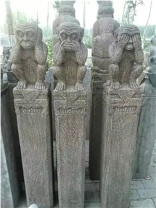 Antique Handstone Carving Columns Pillars, Historical Stone Carving