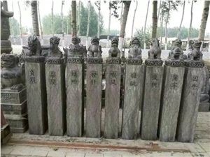 Antique Handstone Carving Columns Pillars, Historical Stone Carving