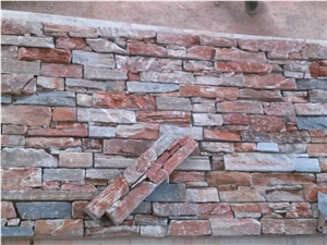 Brown Rusty Slate Cement Paste Culture Stone Stacked Stone Cheap Wall Cladding
