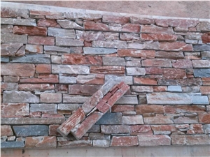 Brown Rusty Slate Cement Paste Culture Stone Stacked Stone Cheap Wall Cladding