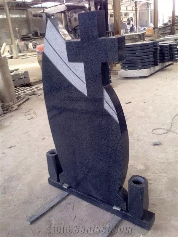 China G654 Black Granite Tombstone, Impala Black Granite Beida Black Granite Tombstones Carving Headstone Crosss Grave Stone, G654 Granite Monument & Tombstone