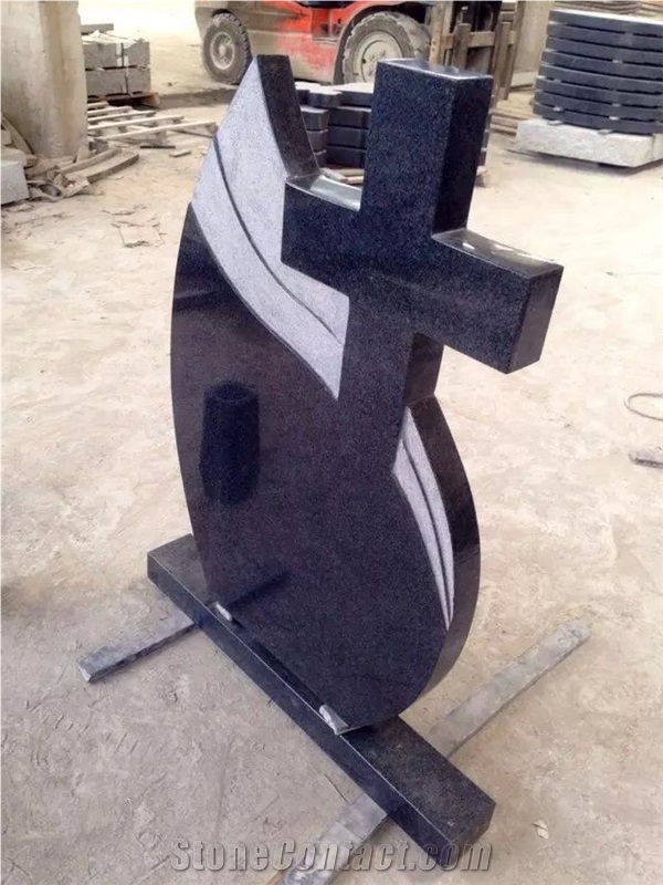 China G654 Black Granite Tombstone, Impala Black Granite Beida Black Granite Tombstones Carving Headstone Crosss Grave Stone, G654 Granite Monument & Tombstone