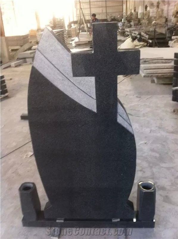 China G654 Black Granite Tombstone, Impala Black Granite Beida Black Granite Tombstones Carving Headstone Crosss Grave Stone, G654 Granite Monument & Tombstone
