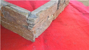 Culture Slate Corner Stone Ledge Stone Corner Stacked Stone, Rusty Yellow Brown Slate Corner Stone