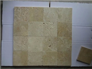 Henan Beige Travertine Mosaic ,China Yellow Travertine Wall/Floor Mosaic