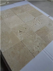 Henan Beige Travertine Mosaic ,China Yellow Travertine Wall/Floor Mosaic